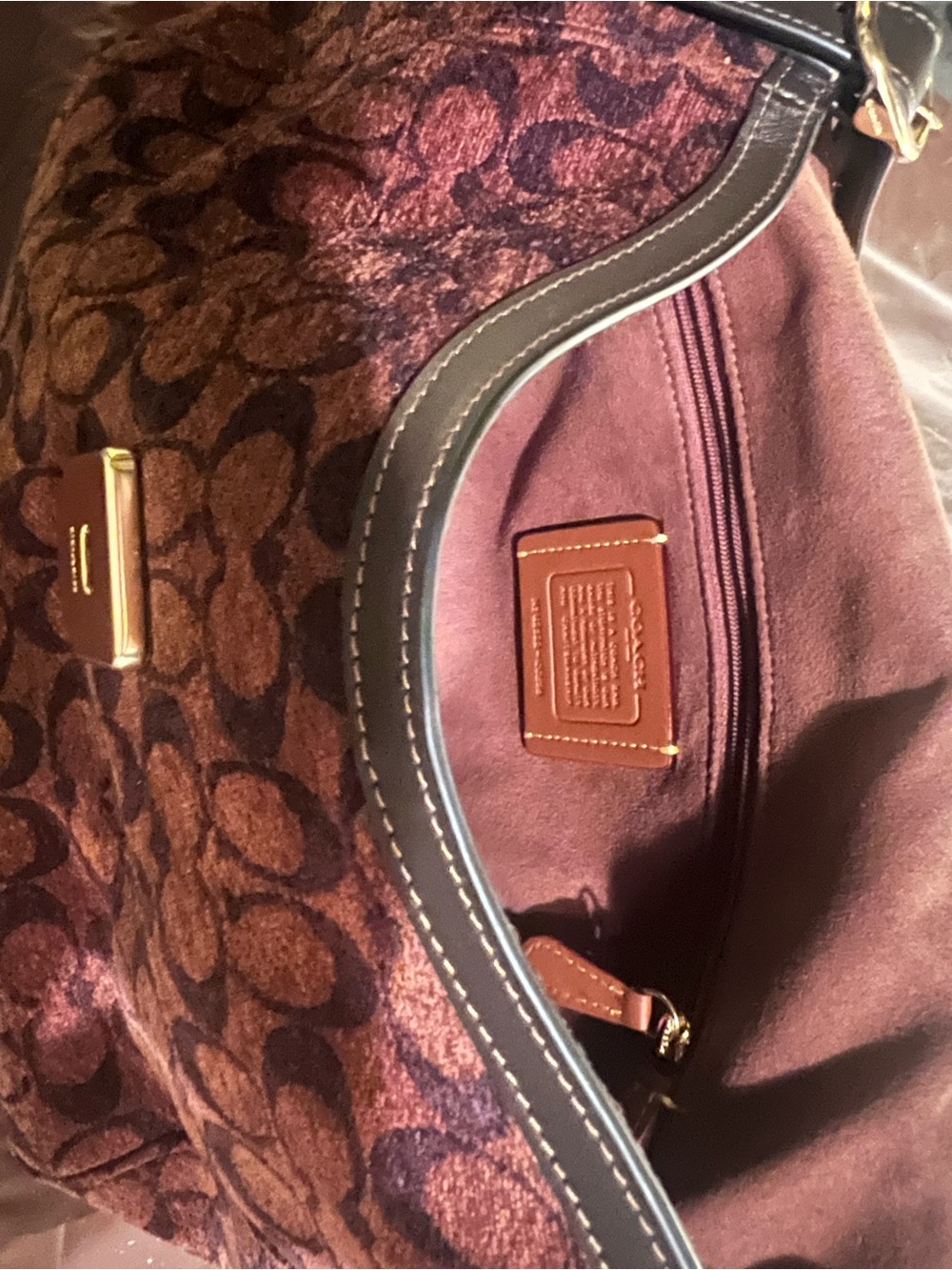 Coach Large Etta Flap Shoulder Bag in Signature Chenille with Dark Trim - Picture 4 of 5